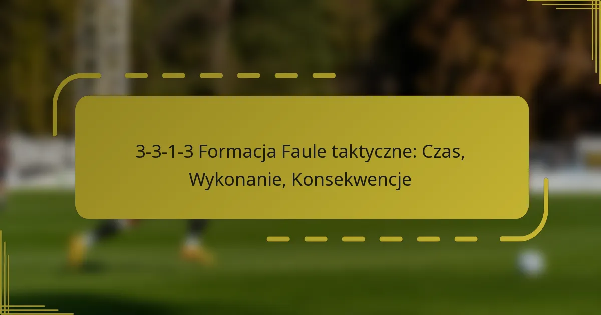 3-3-1-3 Formacja Faule taktyczne: Czas, Wykonanie, Konsekwencje