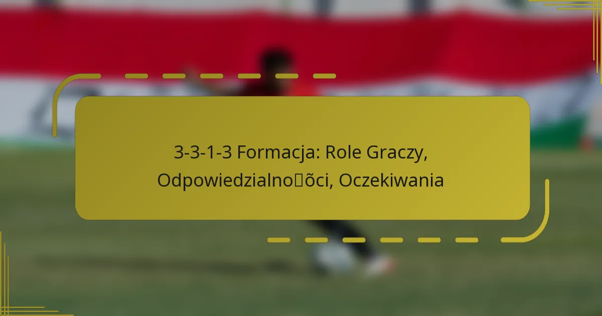 3-3-1-3 Formacja: Role Graczy, Odpowiedzialności, Oczekiwania