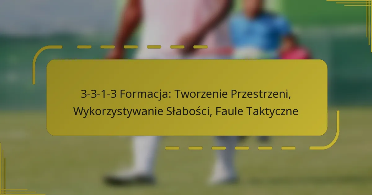 3-3-1-3 Formacja: Tworzenie Przestrzeni, Wykorzystywanie Słabości, Faule Taktyczne