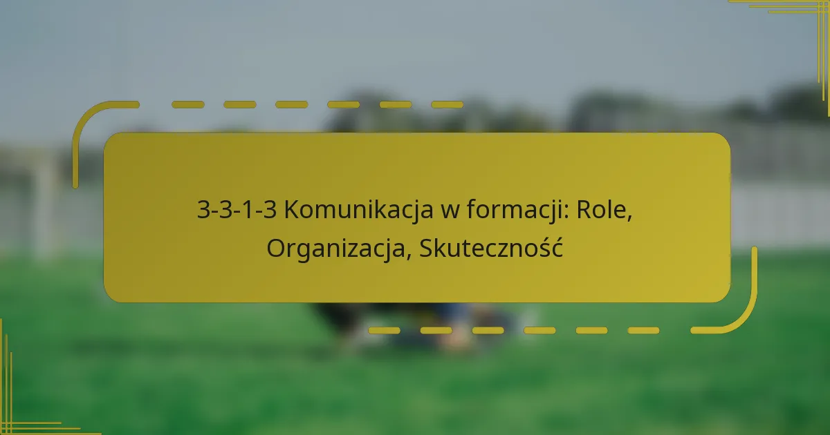 3-3-1-3 Komunikacja w formacji: Role, Organizacja, Skuteczność