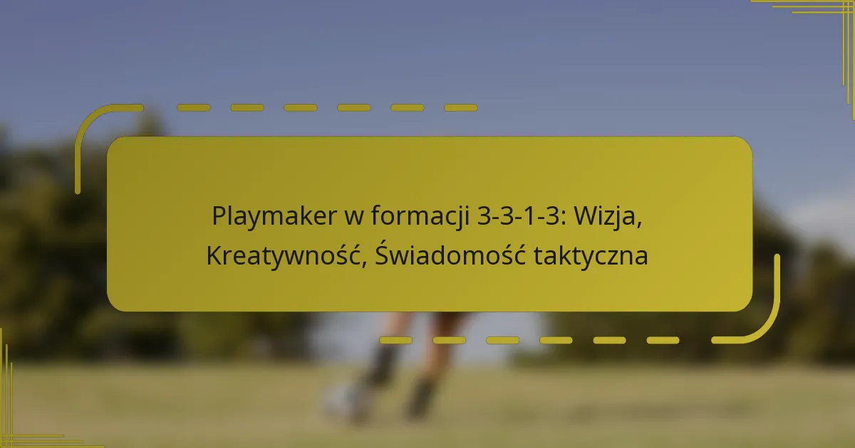 Playmaker w formacji 3-3-1-3: Wizja, Kreatywność, Świadomość taktyczna