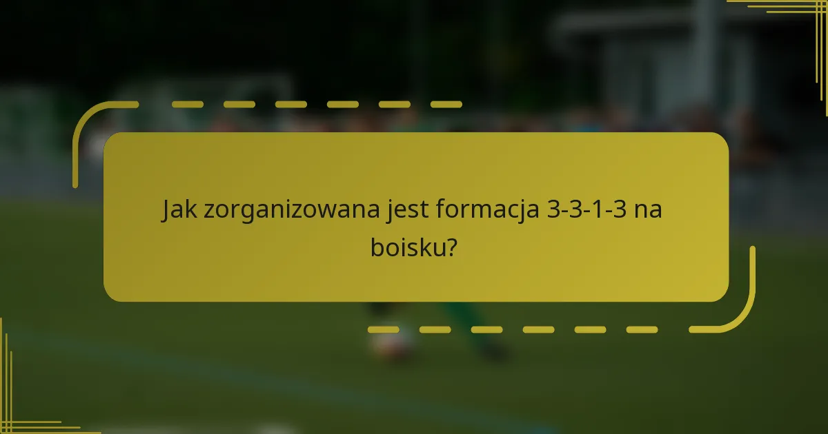 Jak zorganizowana jest formacja 3-3-1-3 na boisku?