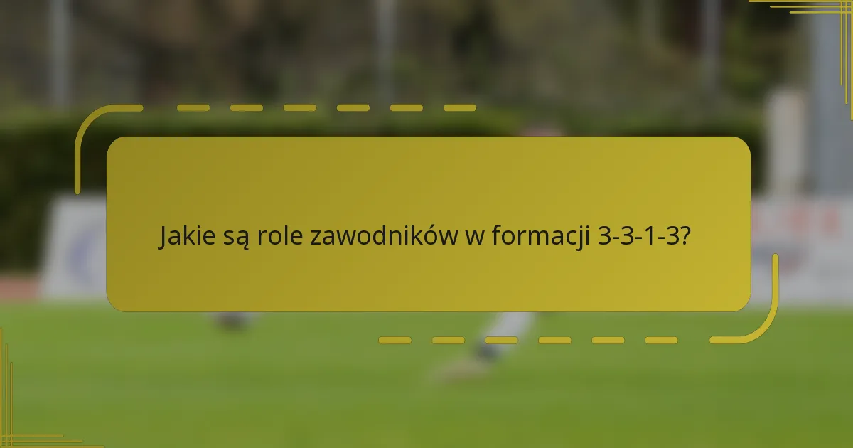 Jakie są role zawodników w formacji 3-3-1-3?